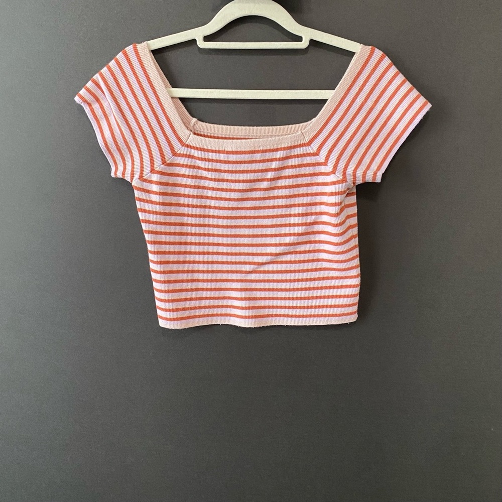 Forever 21 Striped Square Neck Knit Sweater Size Medium